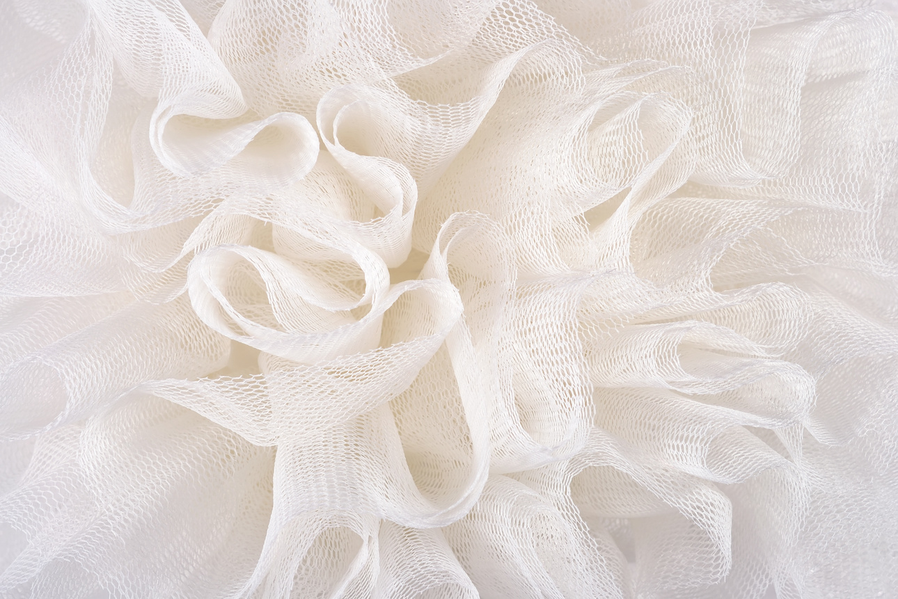 White crumpled tulle