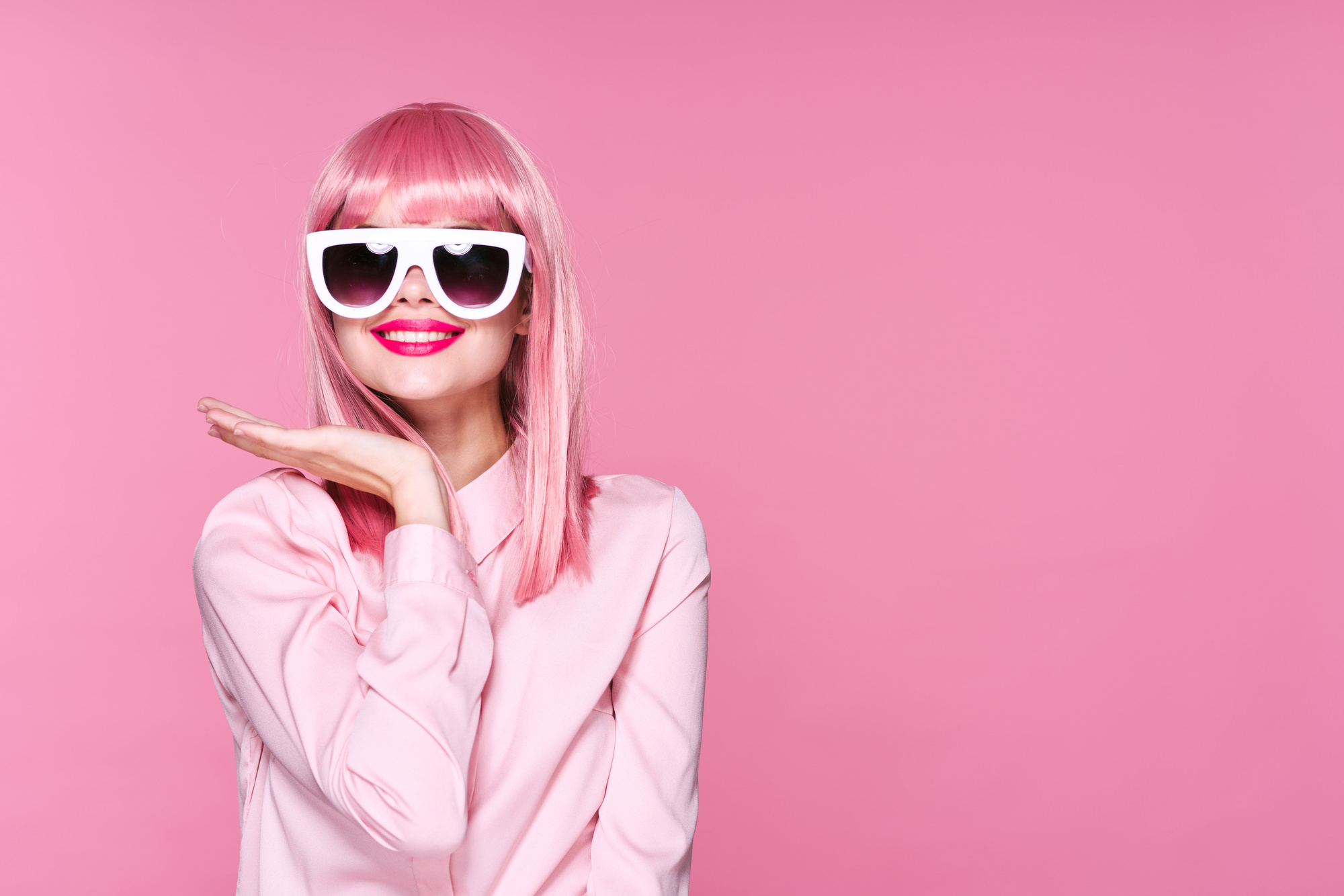Female Fashion Model Wearing Funky Sunglasses