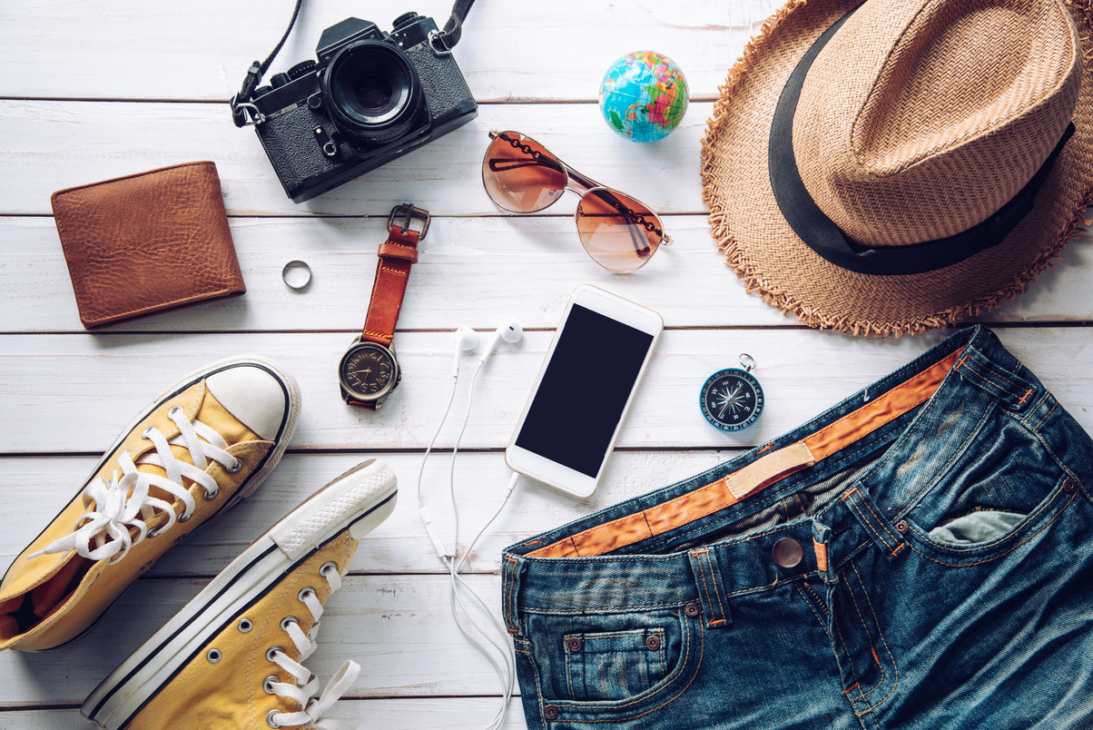 Travel Accessories and Fashion Flat Lay