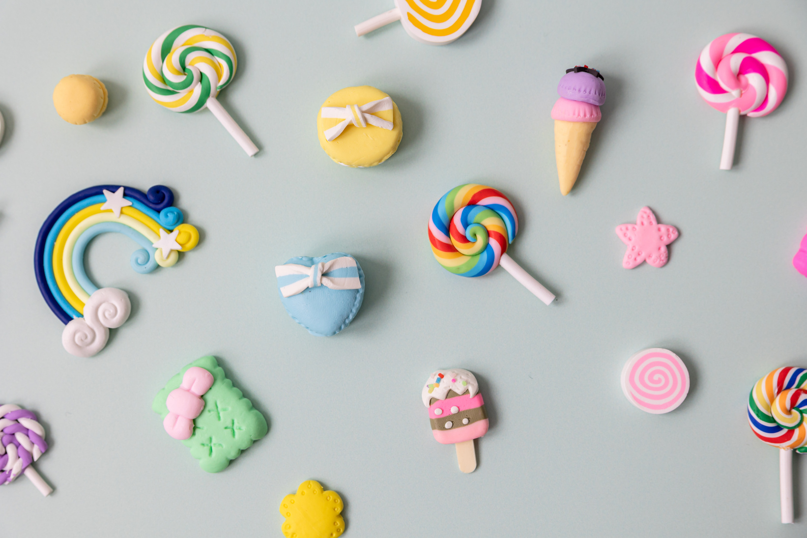 Sweets on Green Background